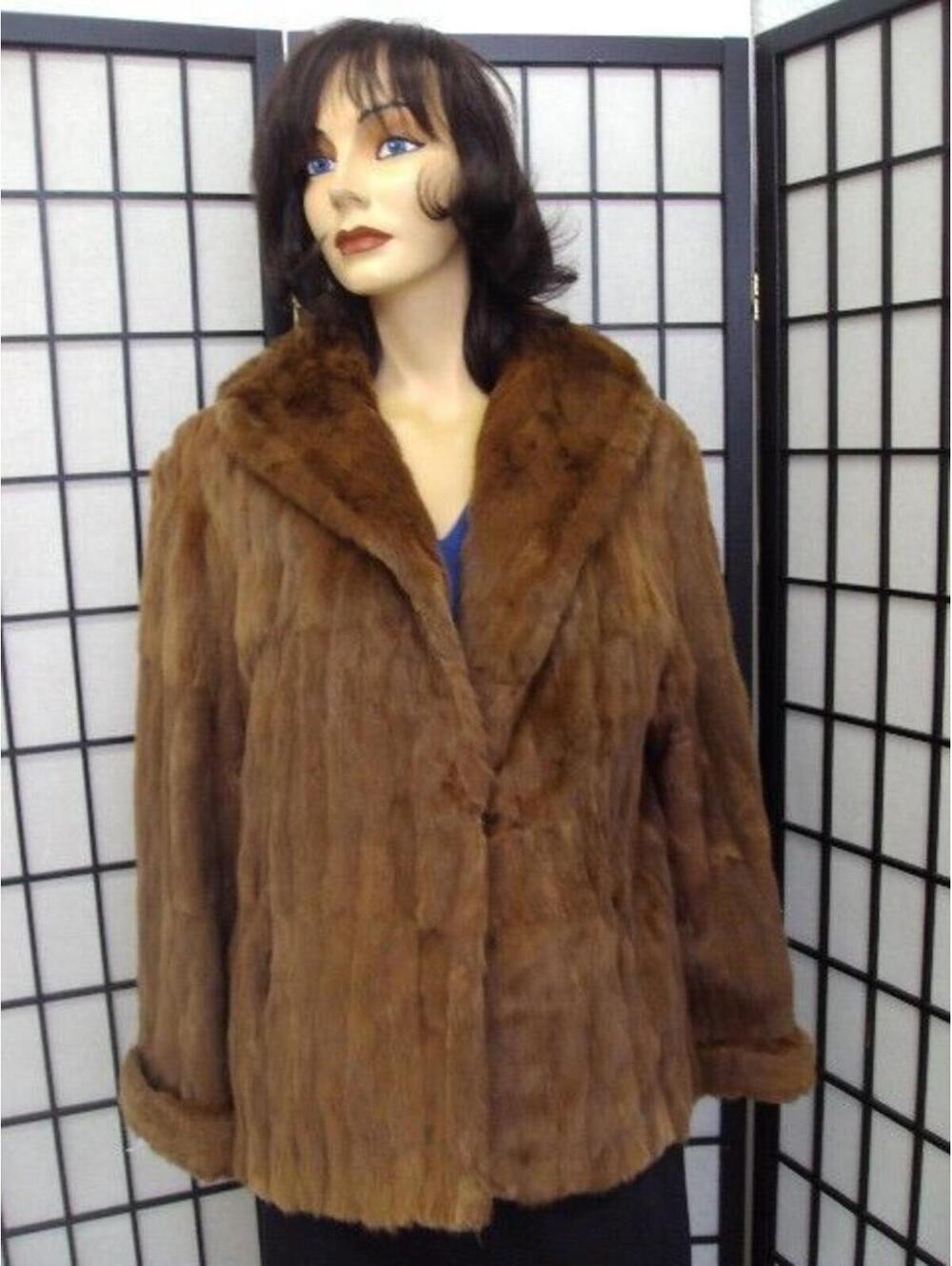 MINT BROWN SQUIRREL FUR JACKET COAT WOMEN WOMAN SIZE 6-8 SMALL